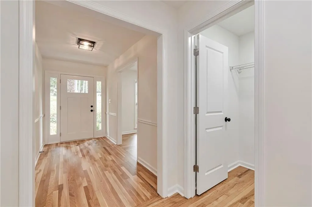 Foyer entrance featuring light wood-type flooring