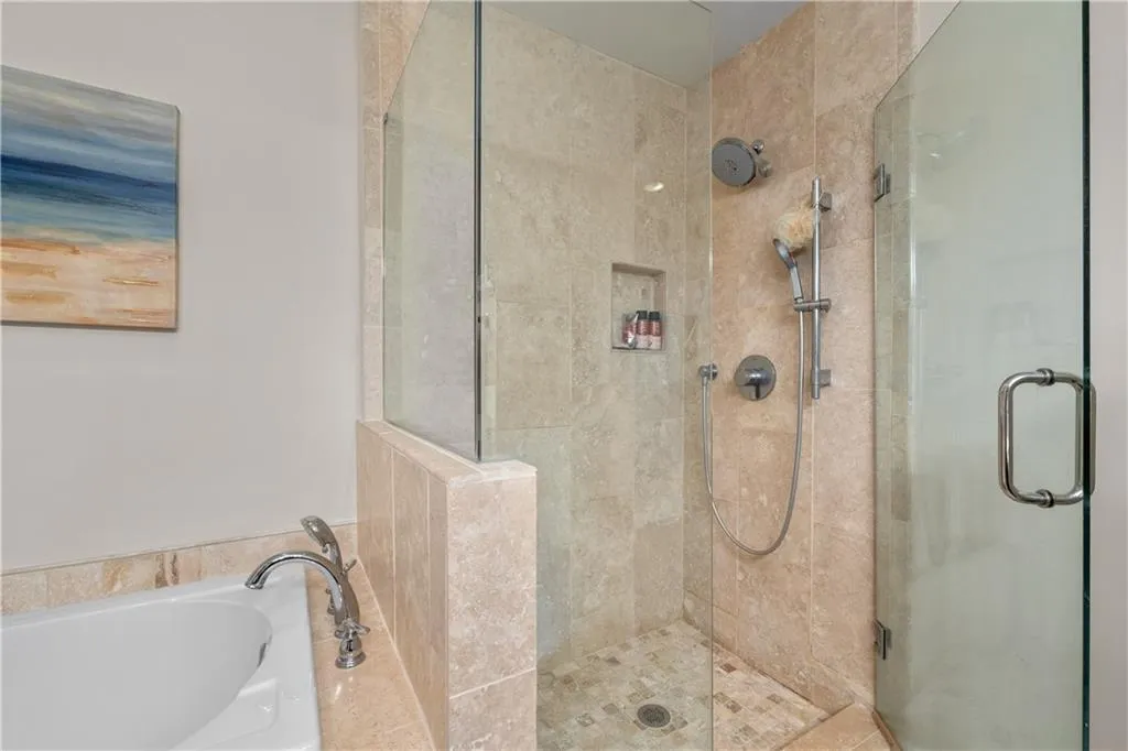 Bathroom with plus walk in shower