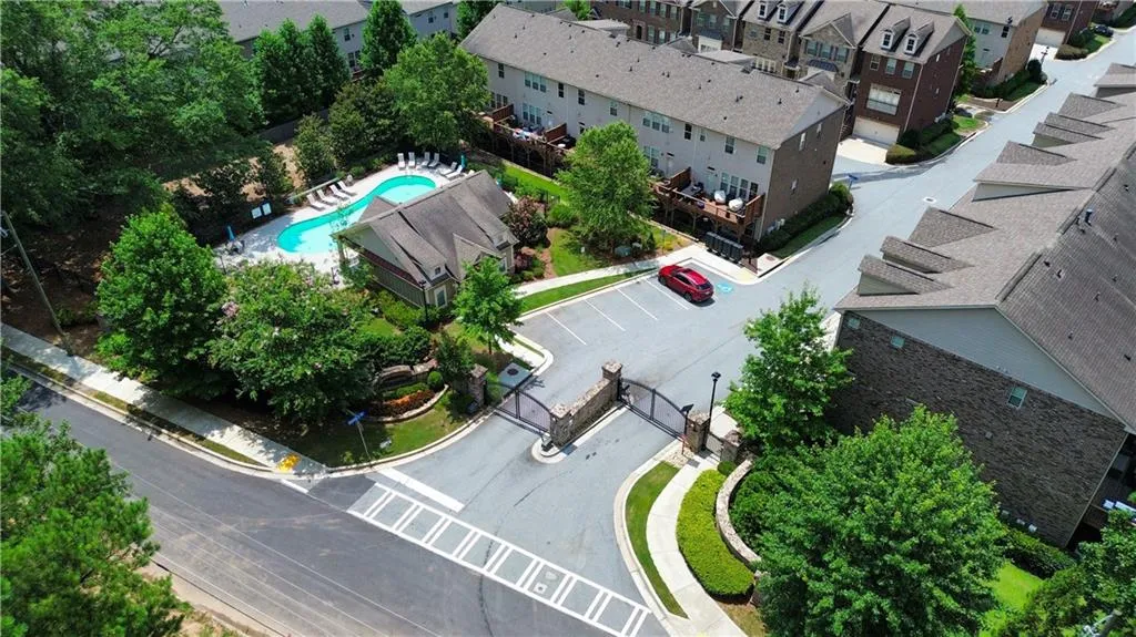 Aerial view of a pool area