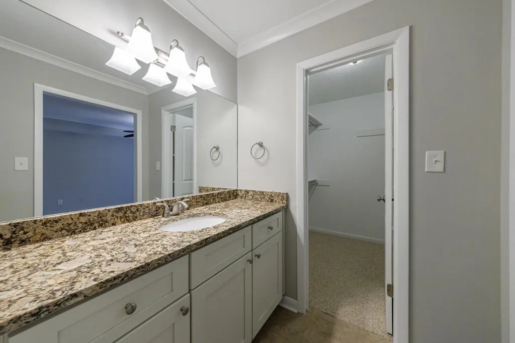 Primary bath with granite countertops