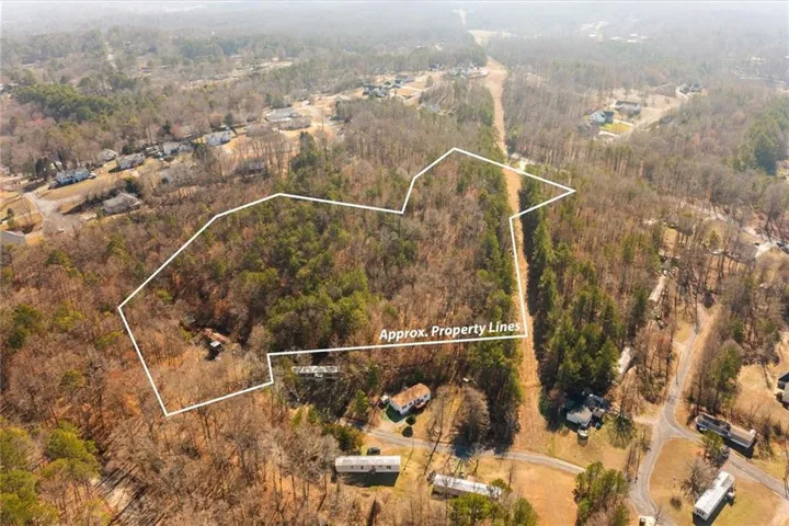 Expansive wooded parcel featuring a mix of deciduous and evergreen trees, with visible property boundary lines