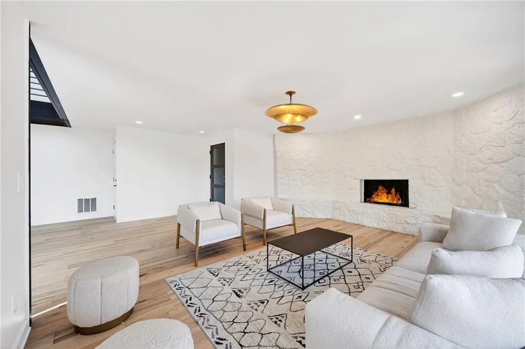 View of living room with view front door