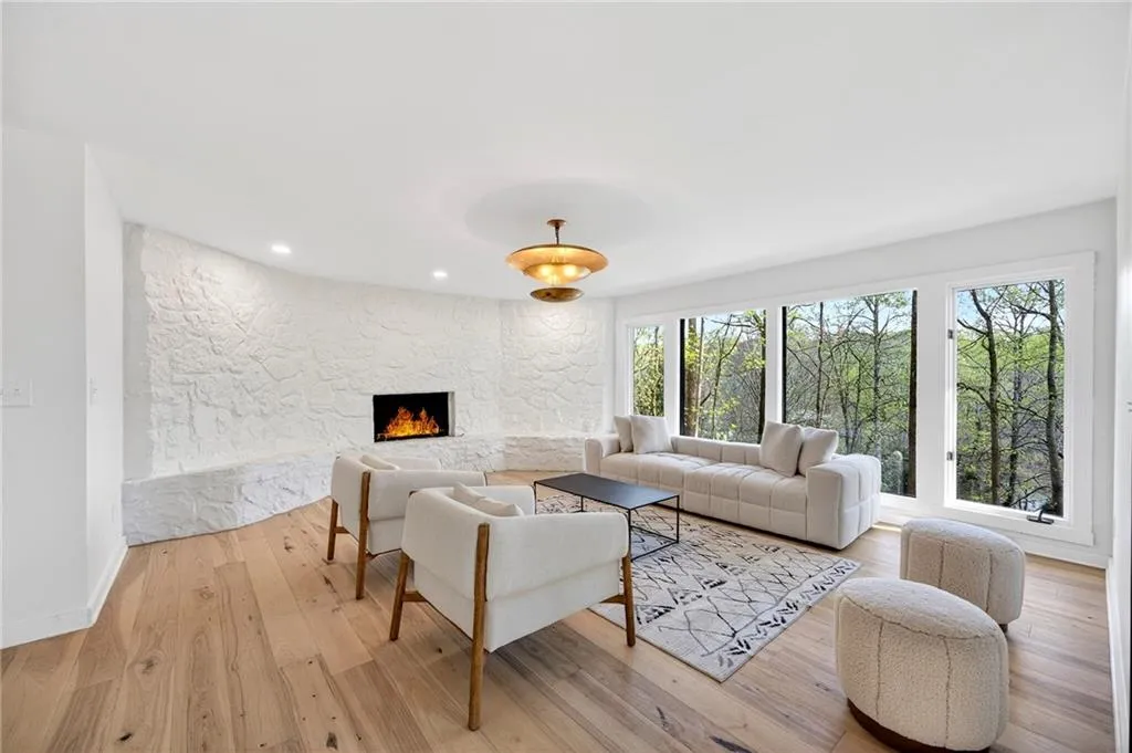 View of living room with fireplace