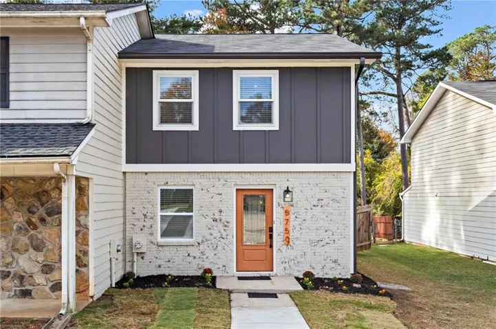 View of front of home with a front yard
