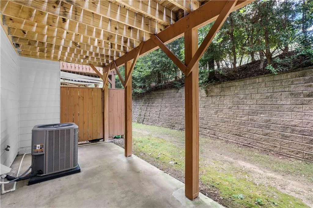 The patio is just off of the first floor bedroom.