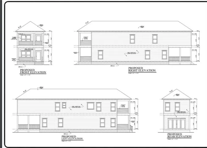 Architectural Blueprint. Presenting various proposed elevations for the property
