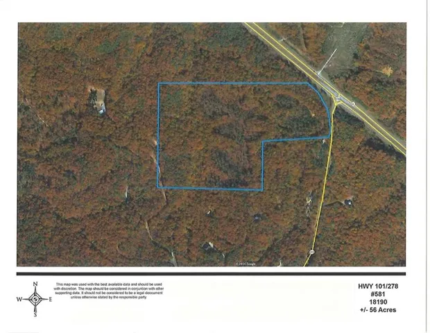 Aerial overview of property's location with property boundaries highlighted