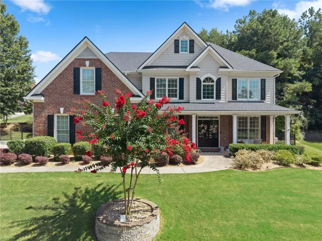Brick and siding exterior with gabled roof lines