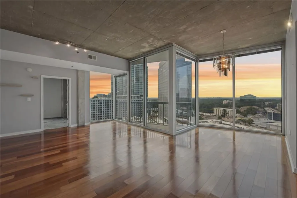 Stunning sunset views from living and dining areas