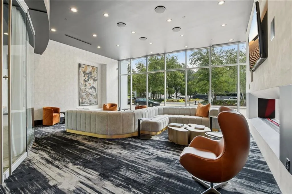 Recently renovated lobby area featuring fireplace