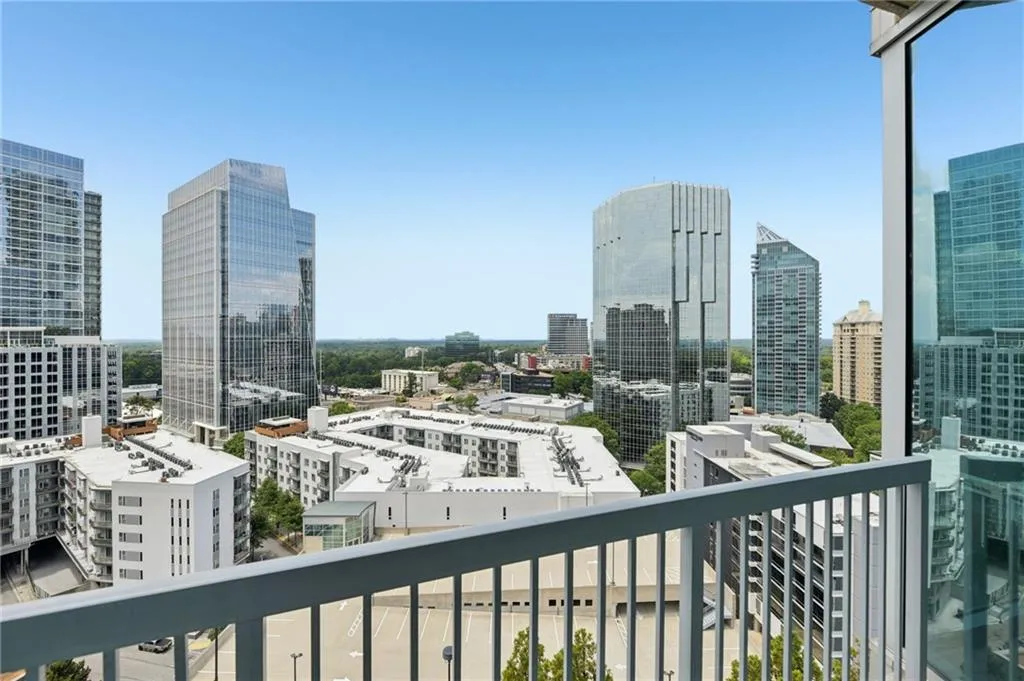 Panoramic city view from balcony