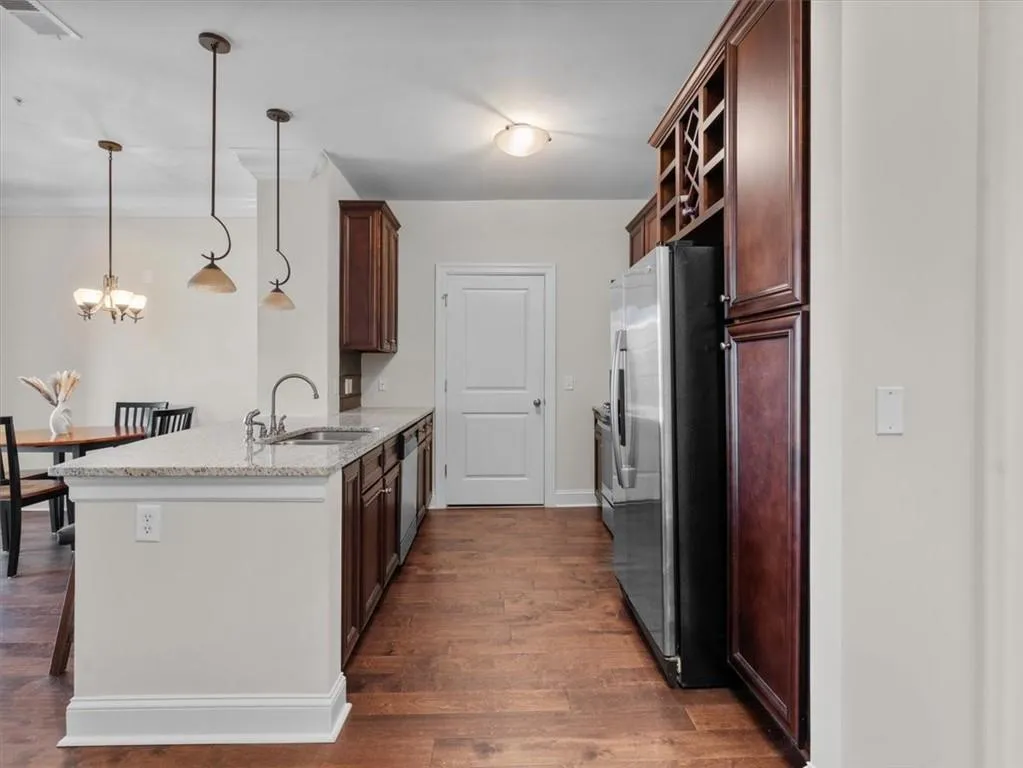 peninsula and stainless steel appliances