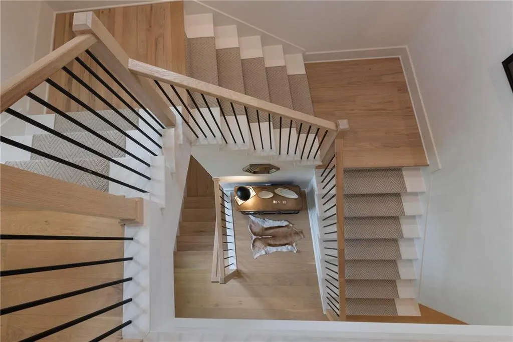View of stairway w/white oak handrail