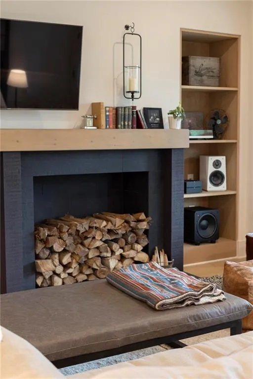 Rare extra build out to store firewood for convenience and provides a beautiful aesthetic
