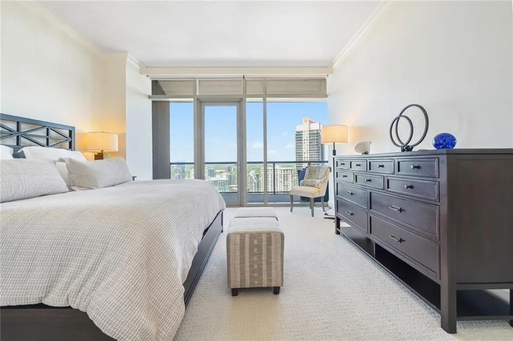 Bedroom with expansive windows, Balcony Access