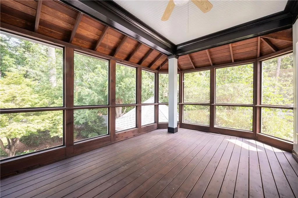 Screened in porch on second floor off primary bedroom and living room