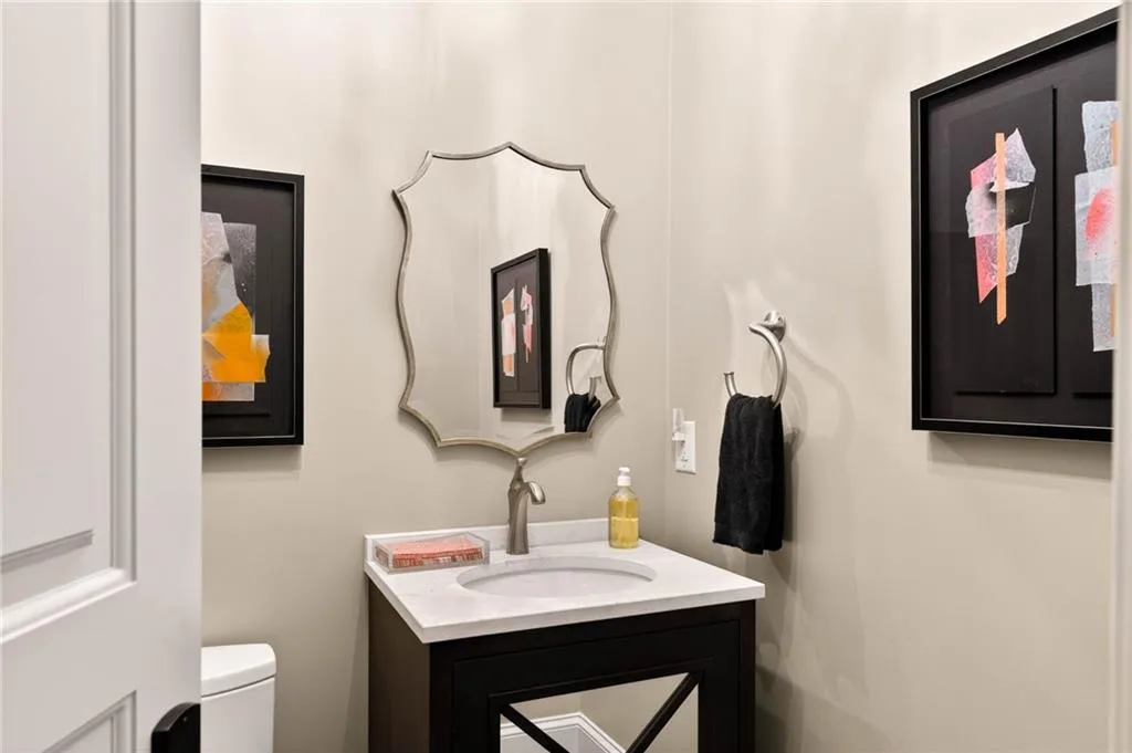 Bathroom with vanity and toilet