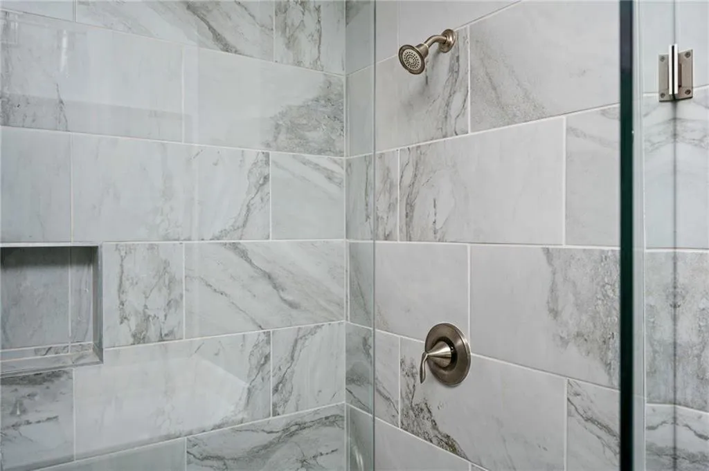 Bathroom view of a stall shower