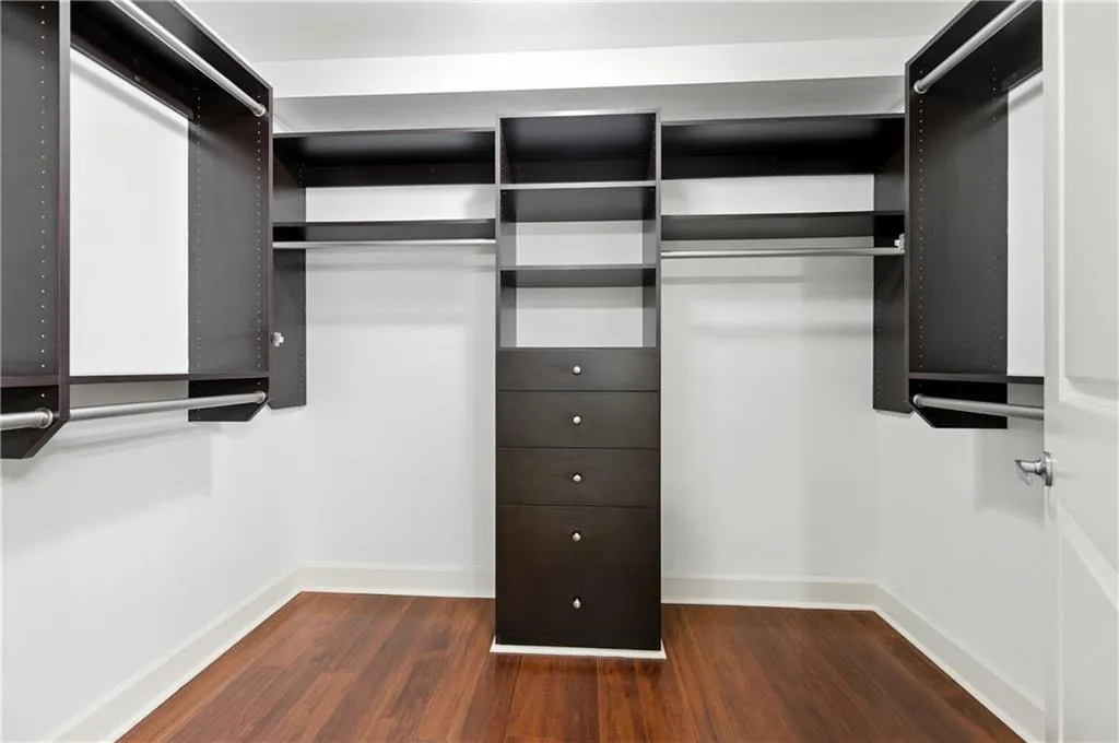 Spacious closet featuring dark wood finished floors