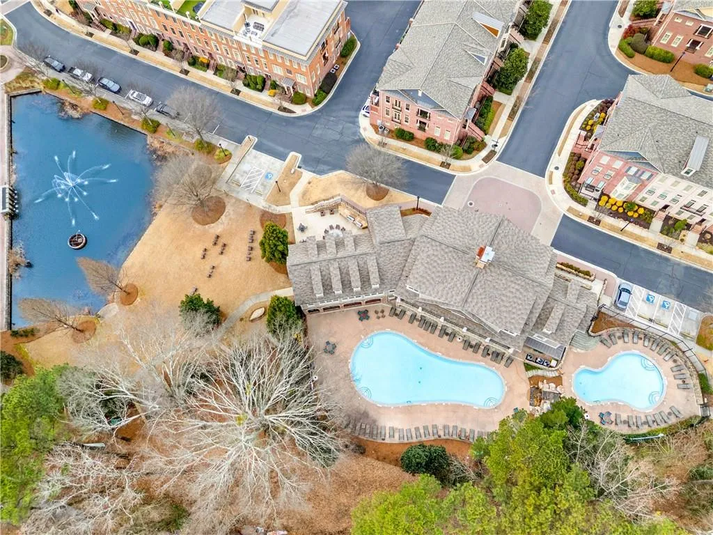 Aerial view of a pool area