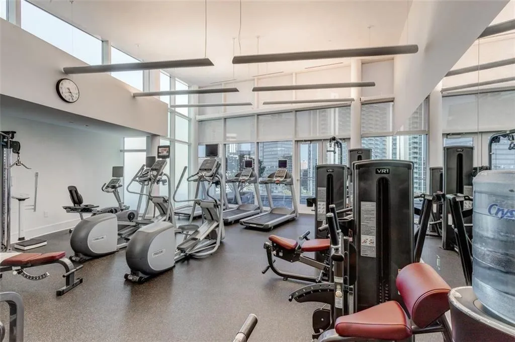 Gym with a towering ceiling Gym with a towering ceiling