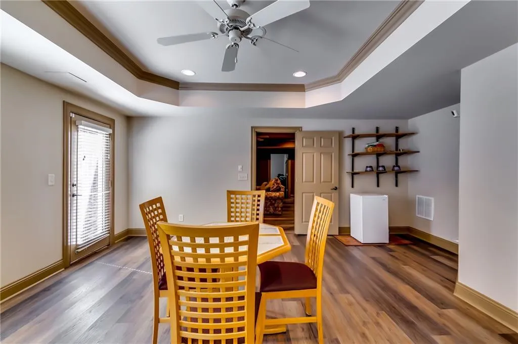 Basement has plenty of rooms that can be creatively used.