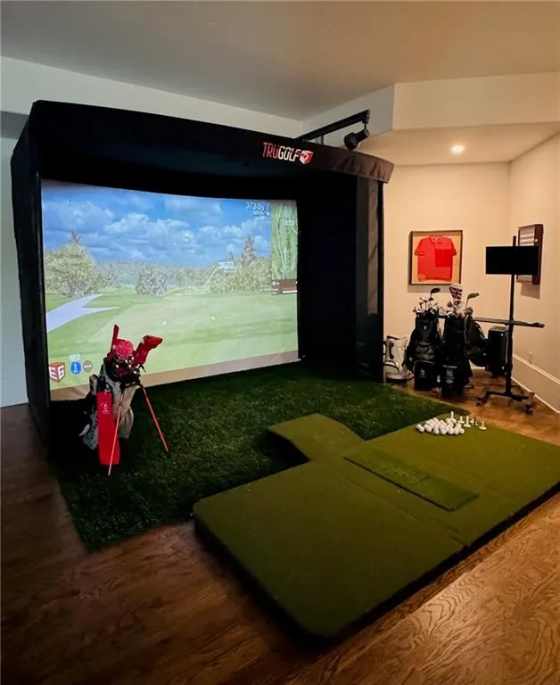 Golf simulator conveys with property