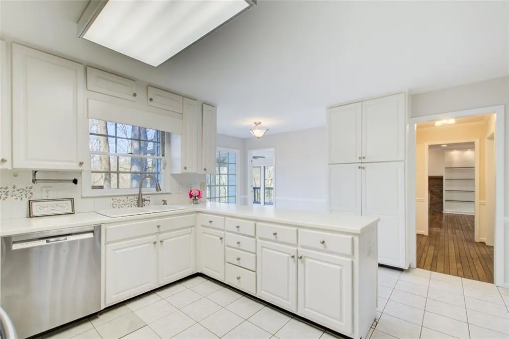 The kitchen is spacious and has lots of light