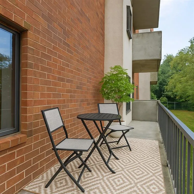 Virtually staged balcony off living room