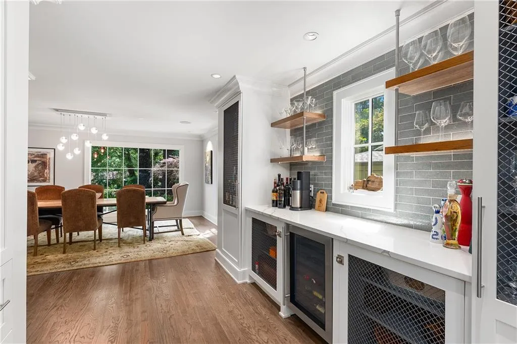 View from Butler's pantry/dry bar to dining room