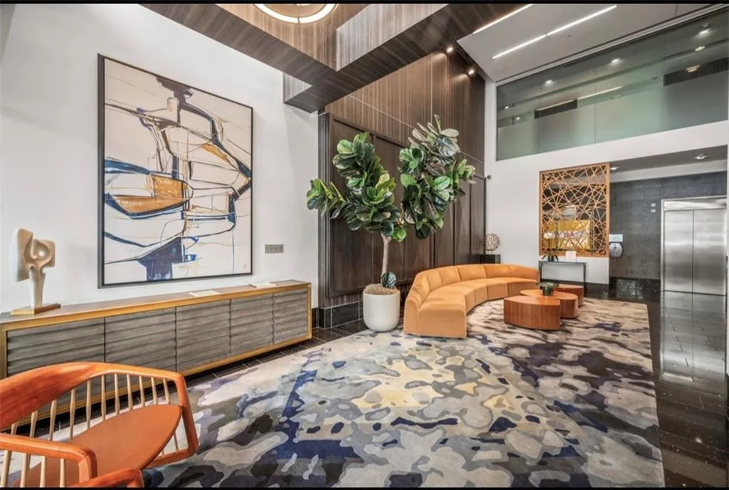 Community lobby with a high ceiling