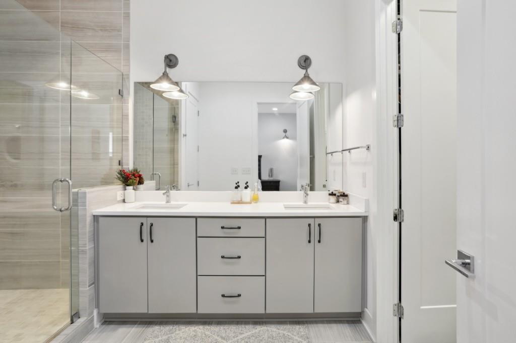Private Dual Vanity Ensuite Bathroom With Standing Shower