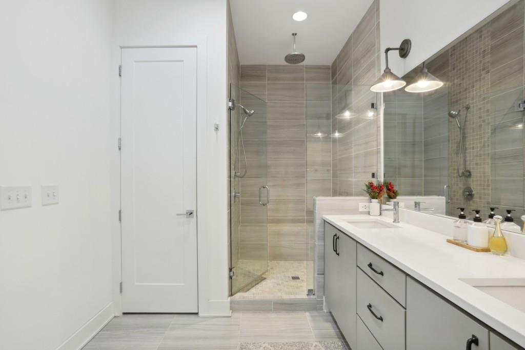 Private Dual Vanity Ensuite Bathroom With Standing Shower