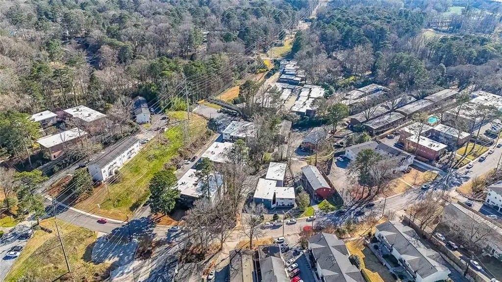 Drone / aerial view with a forest view