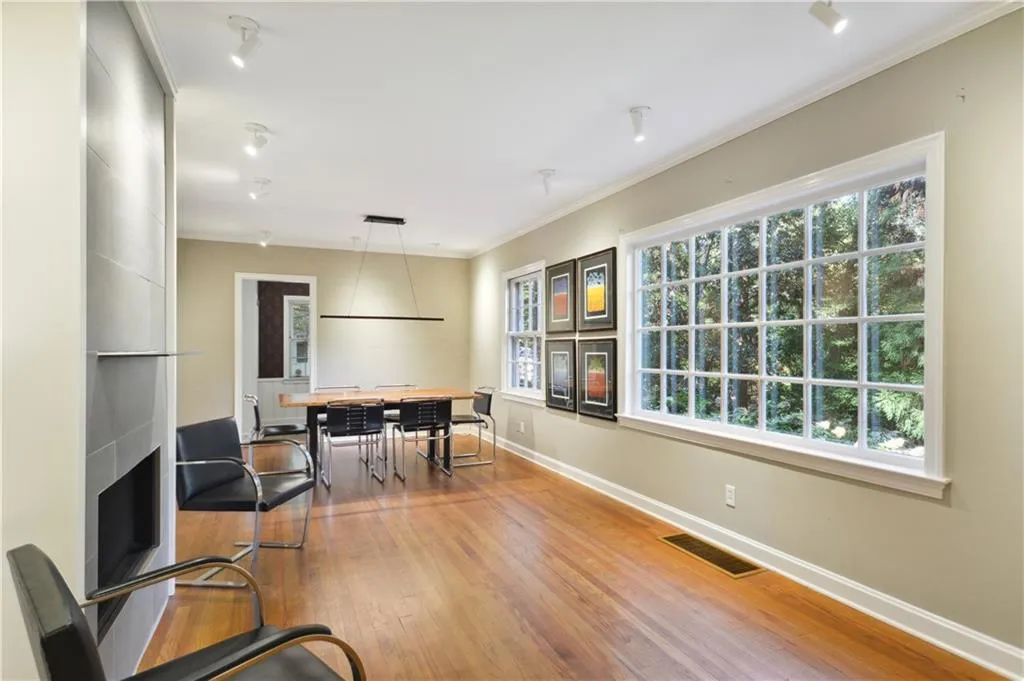 Hardwood floors and  crown molding throughout the home