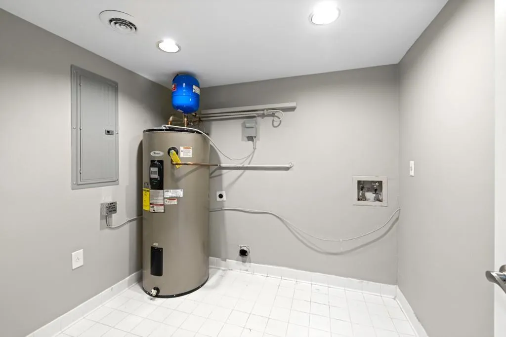 Utilities featuring electric panel and electric water heater