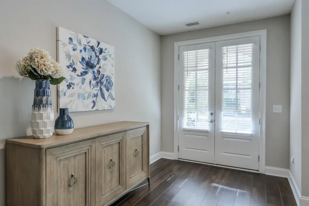 Entry Doorway with french doors, and a wealth of natural light