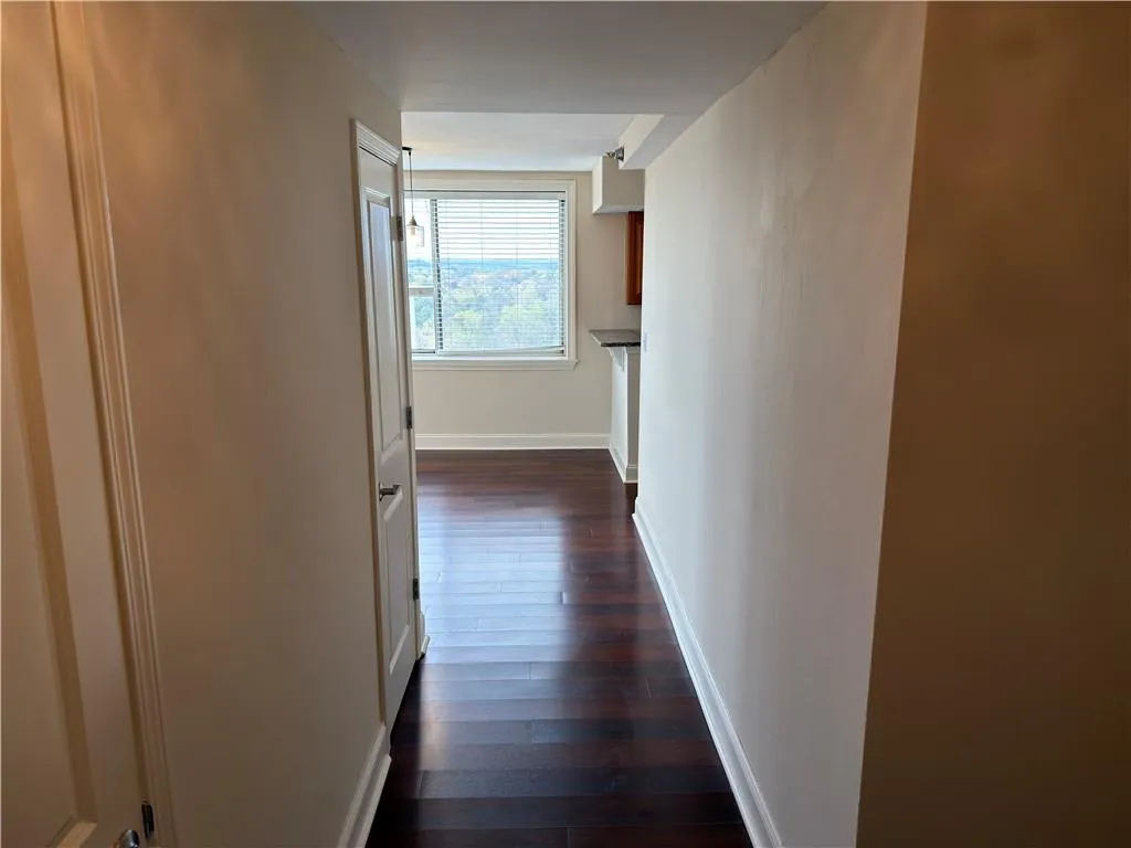 Corridor with baseboards and dark wood finished floors