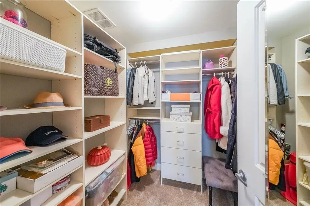 Spacious closet featuring visible vents and carpet flooring