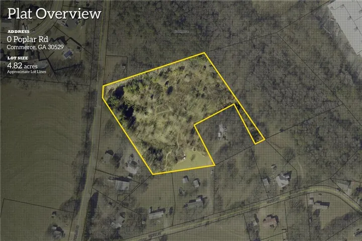 Plat Overview. Presenting an aerial representation of the property, including its address and approximate lot lines