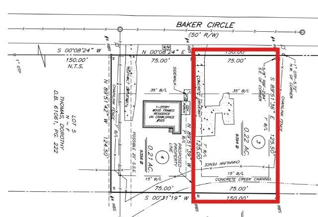 Survey Plat. Depicting property boundaries, dimensions, and existing structures for the defined parcel