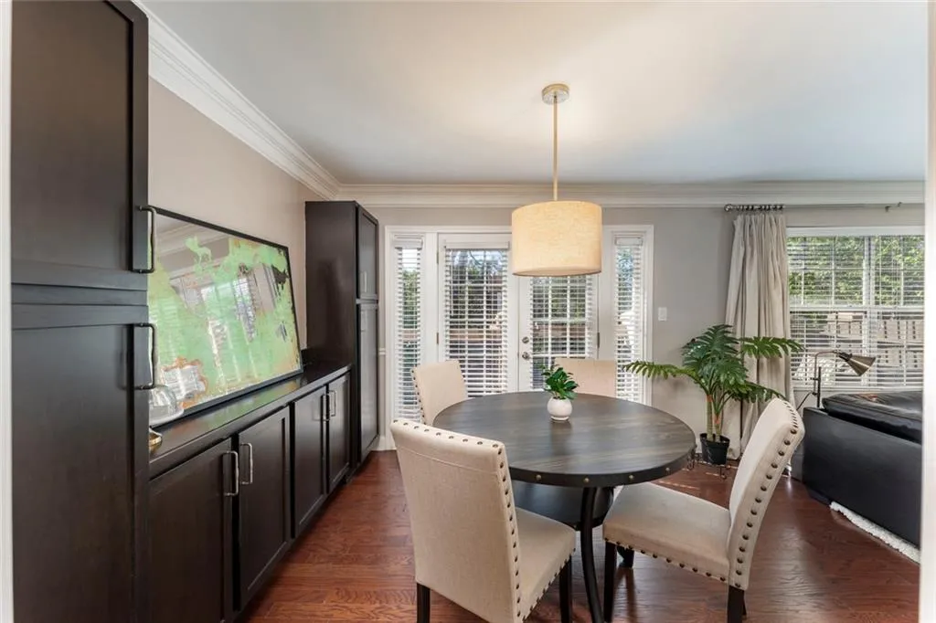 Dining Room with double doors to deck