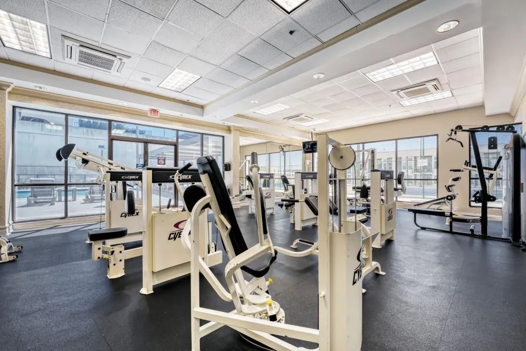 Exercise room featuring a paneled ceiling