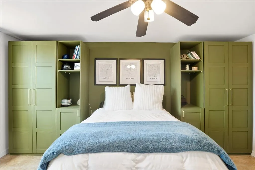 Custom storage cabinets - will accommodate a king size bed.