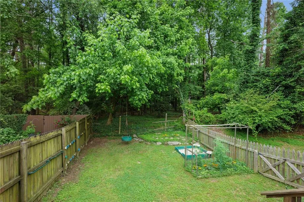 Lush fenced backyard