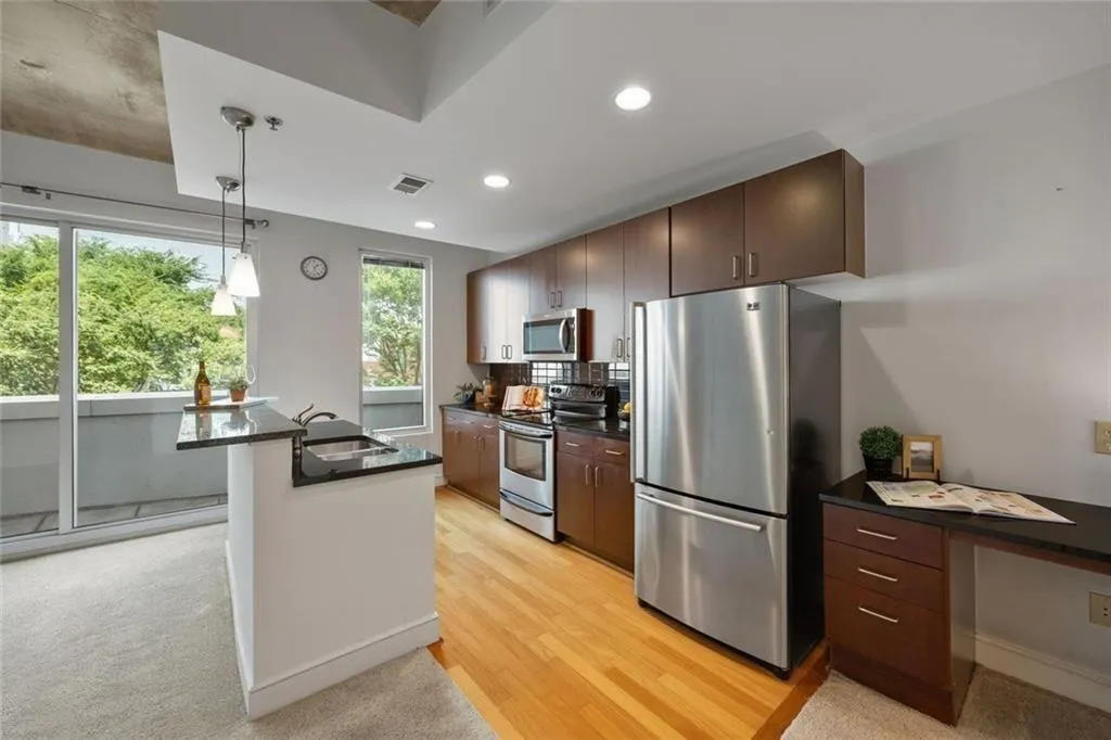 Kitchen with built-in workspace