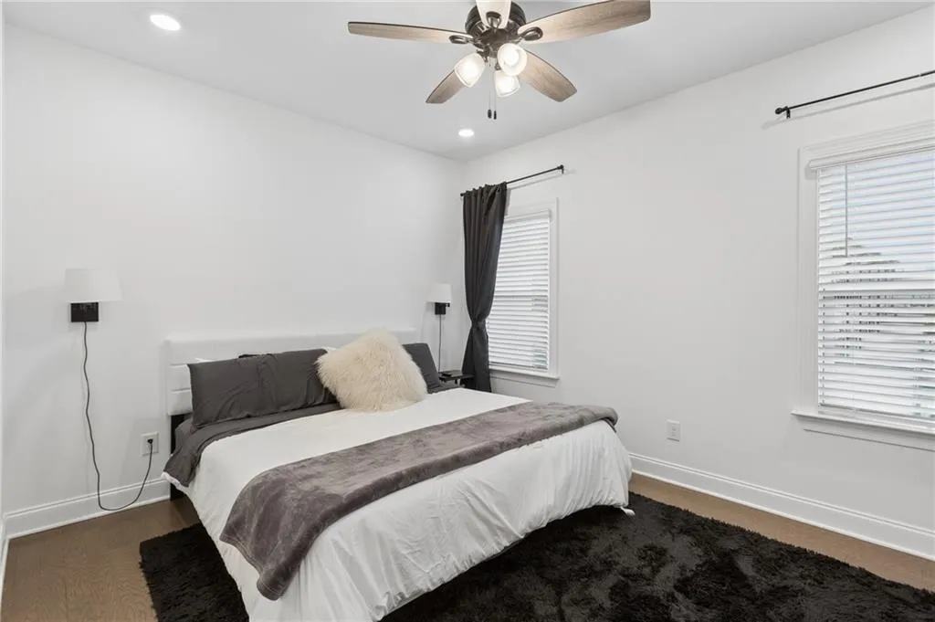 Primary bedroom with beautiful bathroom and walk in closet