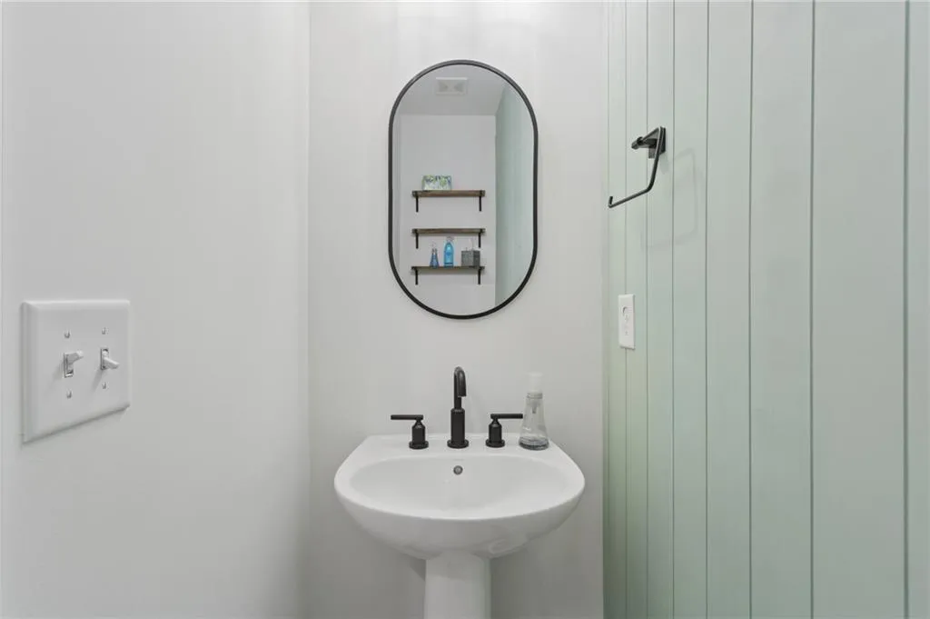 Powder room with accent wall