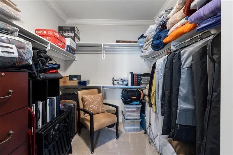 Walk in closet with carpet flooring