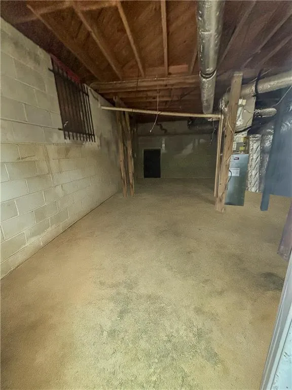 Basement with heating unit